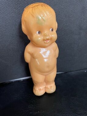 Vintage Irwin vinyl Hollow Squeaker Baby Nude with Little Booties 5.5” Rare